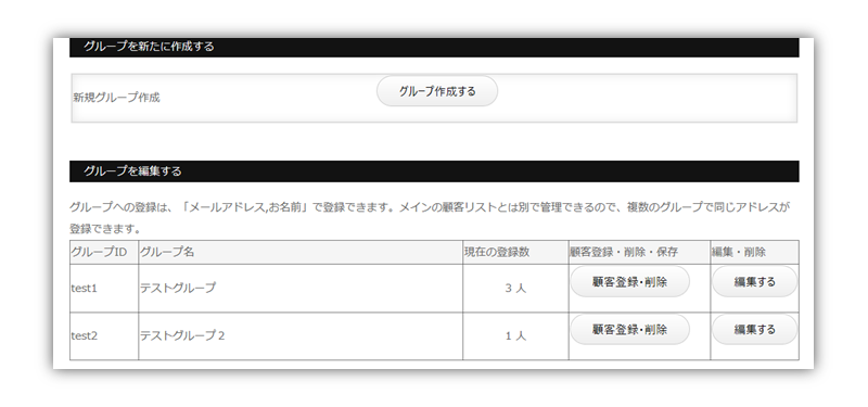 新規グループの数は無制限に作成できます